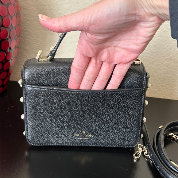 Kate Spade Serrano Place Pearl Maisie Crossbody Black Pebble Leather Pearl Studs - Picture 7 of 17